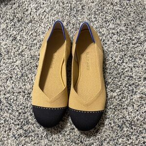 Rothy's Mustard and Black Flats